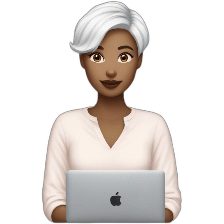 it-girl-white-short-hair-with-macbook emoji