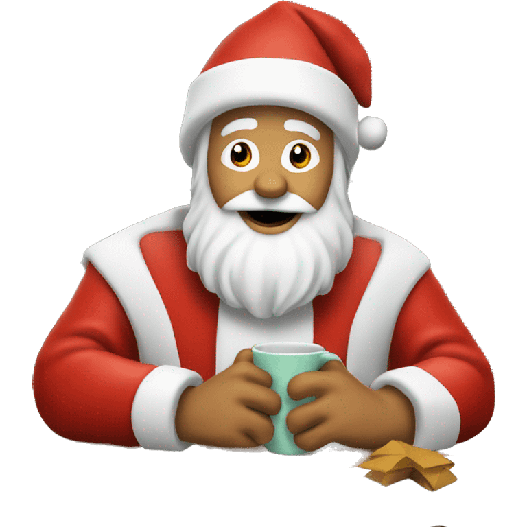 Santa claus with snow on table emoji