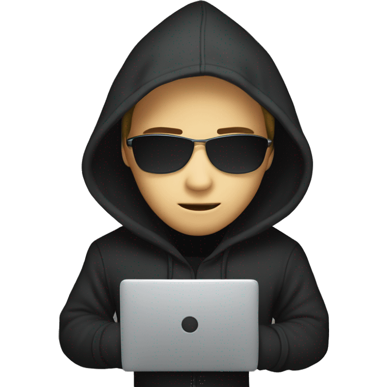 hacker with black hoodie nd computer  emoji