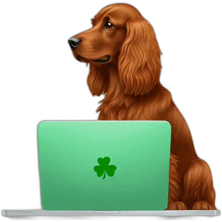 irish setter working on laptop emoji