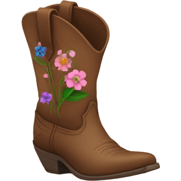 Cowgirl boots with flowers coming out of it  emoji