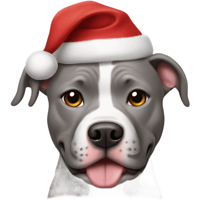 Grey pitbull Santa  emoji