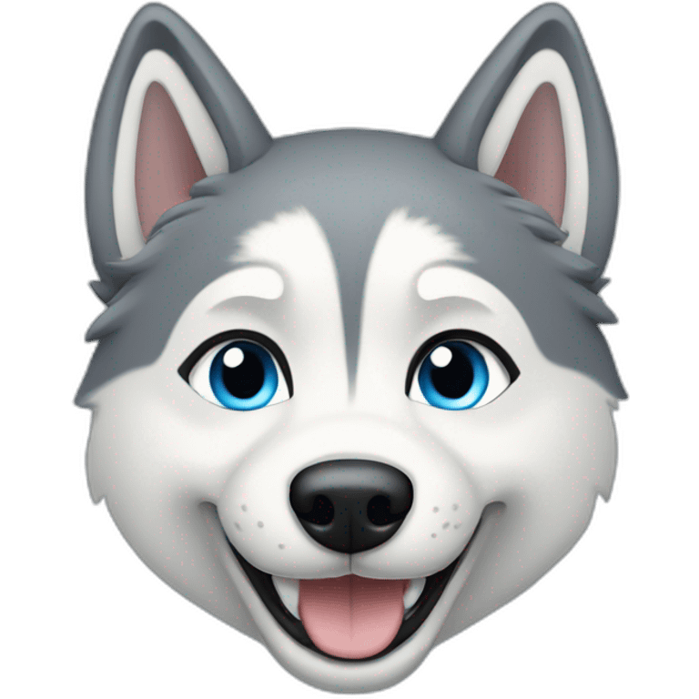 Husky dog light grey light blue eyes smile emoji