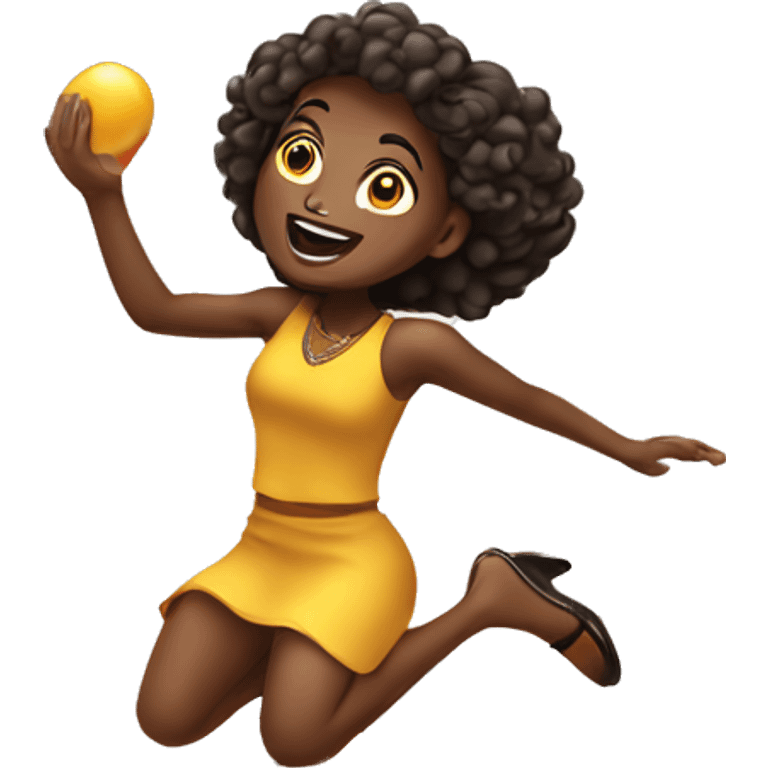 African American women jumping out of a birthday cake emoji