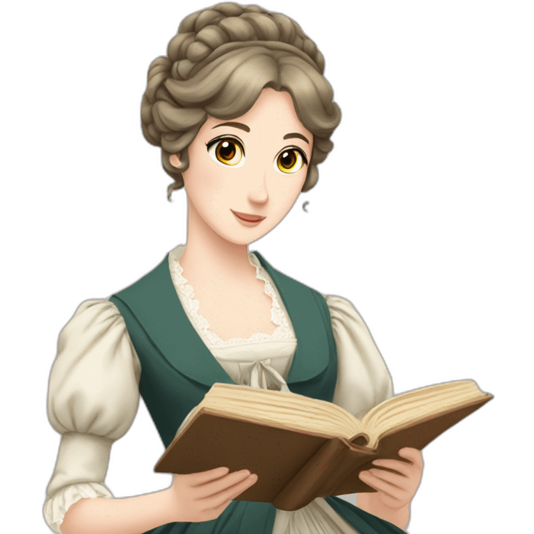 jane austen manga character reading emoji