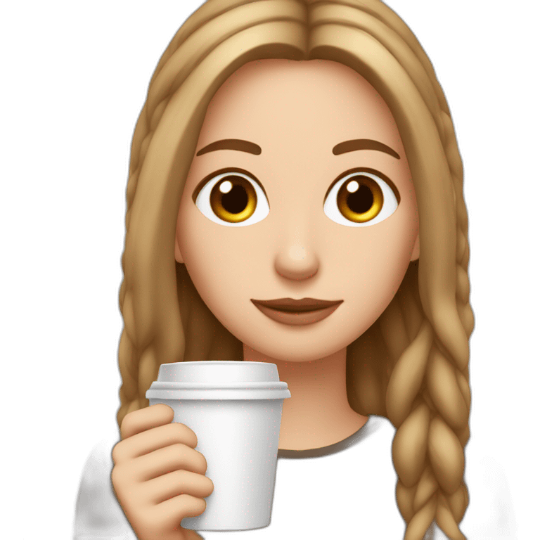 white girl brown hear and cup of coffee in hand emoji