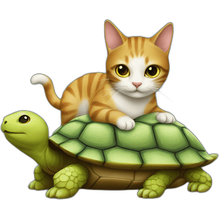 Cat on turtle emoji