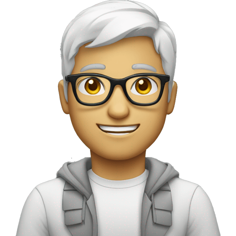 Joven blanco con lentes emoji