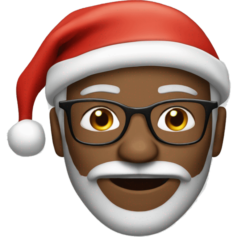 60 year old man, brown skin, with glasses and beard and Santa hat emoji