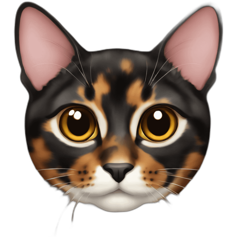 tortoiseshell Cat Black brown without white and pink nose emoji