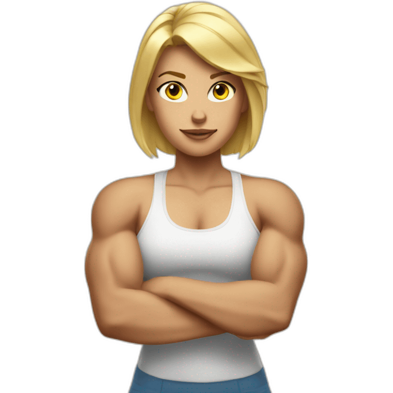 Strong muscle arm blonde girl emoji