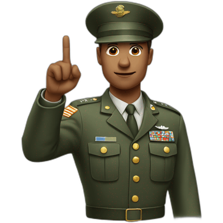 Military person point finger up emoji