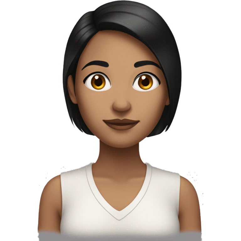 A slightly brunette person with mixed black hair and a hoop earring in each ear. Her nose is small, her skin is clean, her eyelashes are long. emoji