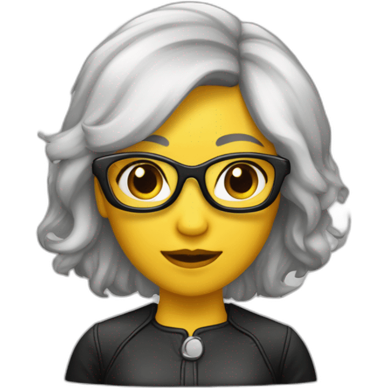 Une femme de ménage noir qui’porte des lunettes avec une perruque noir emoji