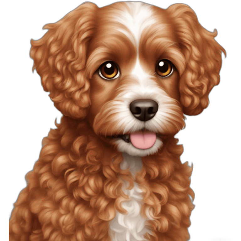 Red cavapoo curly hair no white  emoji