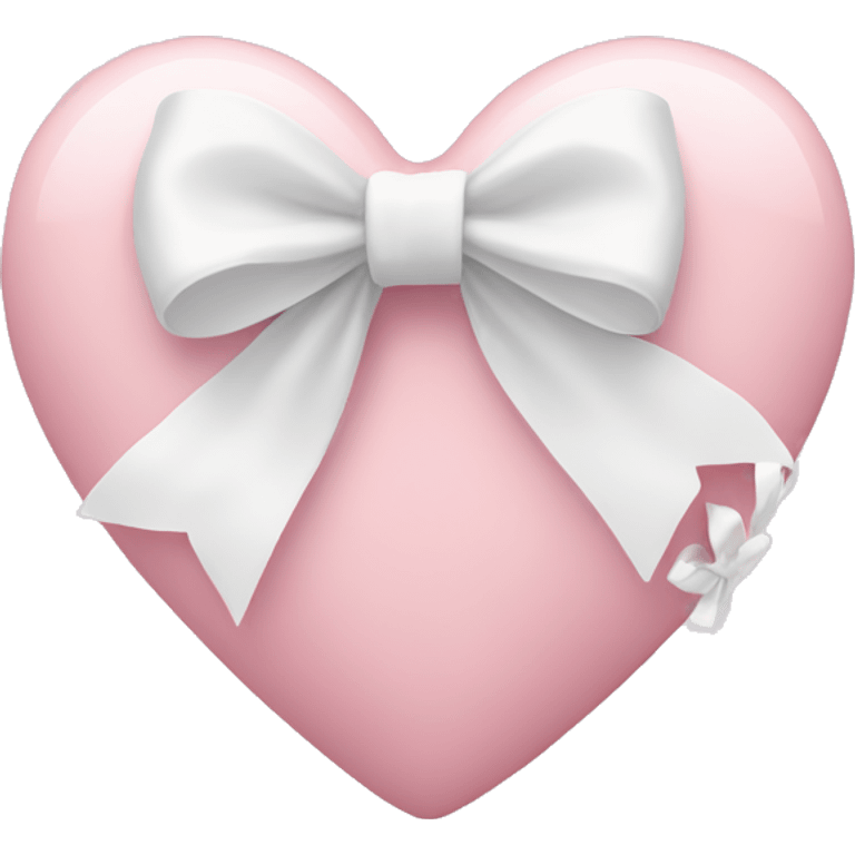 Pastel pink heart with white bow emoji