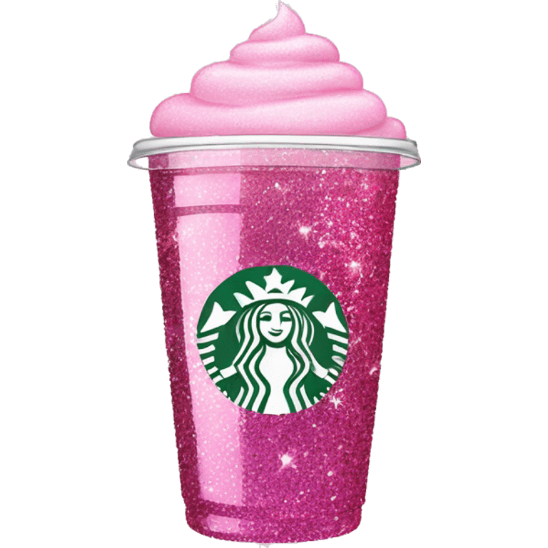 Pink glass starbucks cup glitter emoji