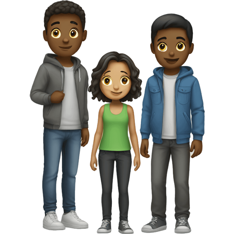 girl with boys in casual outfit emoji