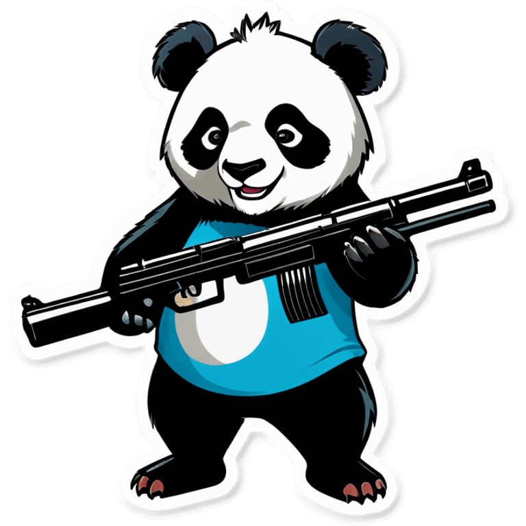 Panda holding a gun emoji