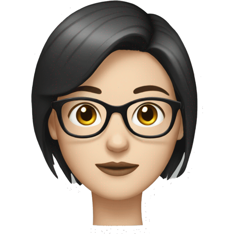 White Girl with black short hair with glasses emoji