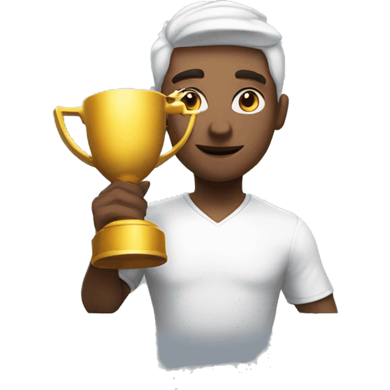 White gamer with win cup emoji