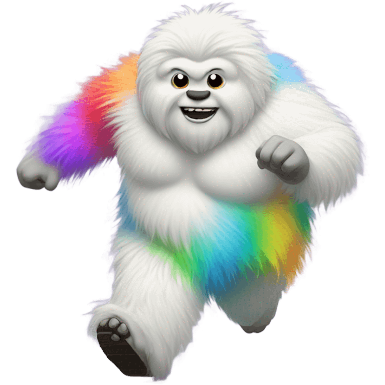 fat rainbow yeti running  emoji