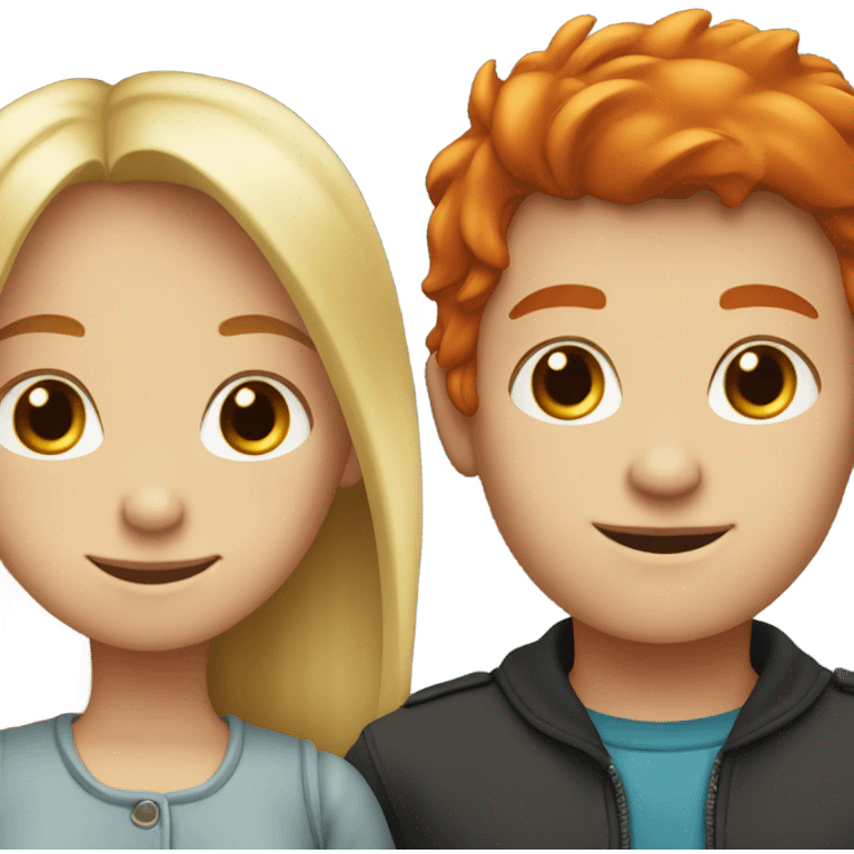 blonde girl and red head boy together  emoji