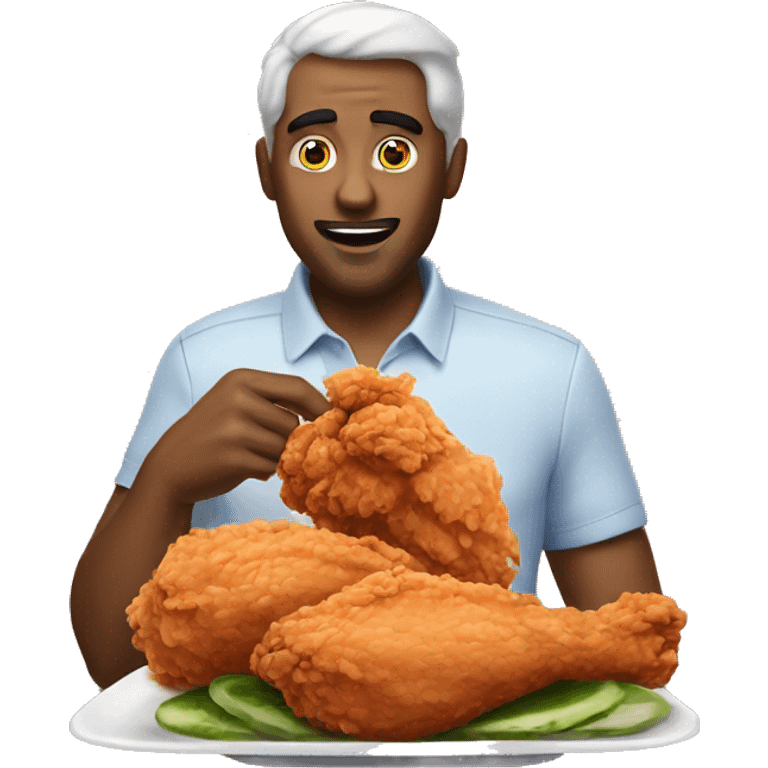 Man eating fried chicken& watemelon emoji