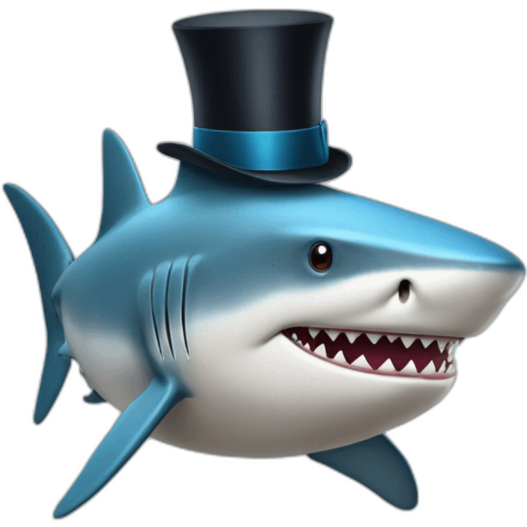 Shark with a top hat emoji