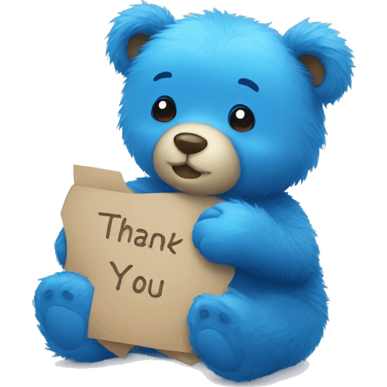 Blue fuzzy bear showing thank you  emoji