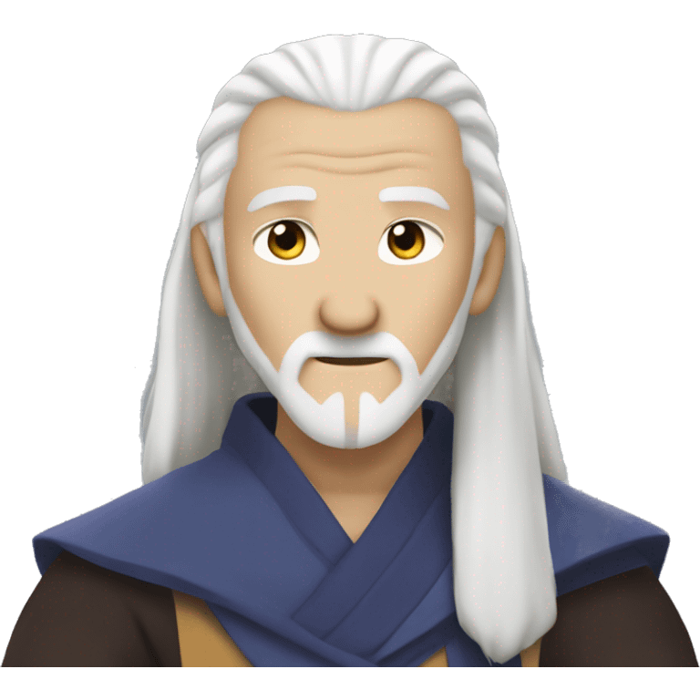 avatar roku from avatar the last airbender. he should be white, an older man, and have long white hair and a long white beard in a fire nation uniform emoji