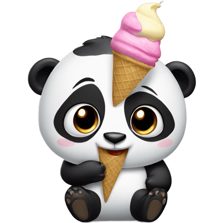 Panda eating ice cream emoji