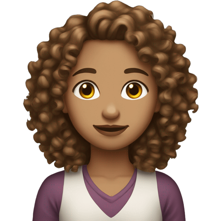 Brown hair curly light skin girl in love emoji