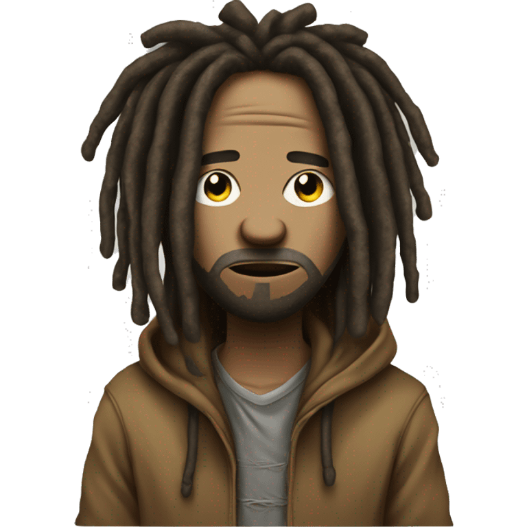 a Dreadhead that has his Dreads covered his Eyes and Nose with a hoodie on emoji