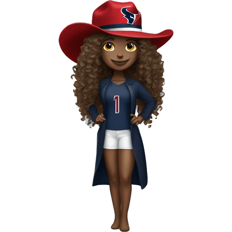 HOUSTON TEXANS hat woman with long curly hair  emoji