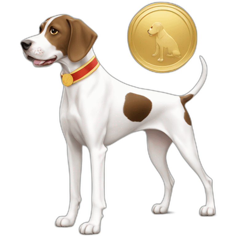 English pointer dog with golden medal emoji