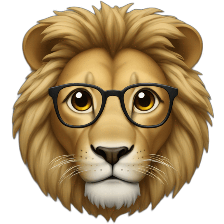 Lion with black mane and glasses emoji