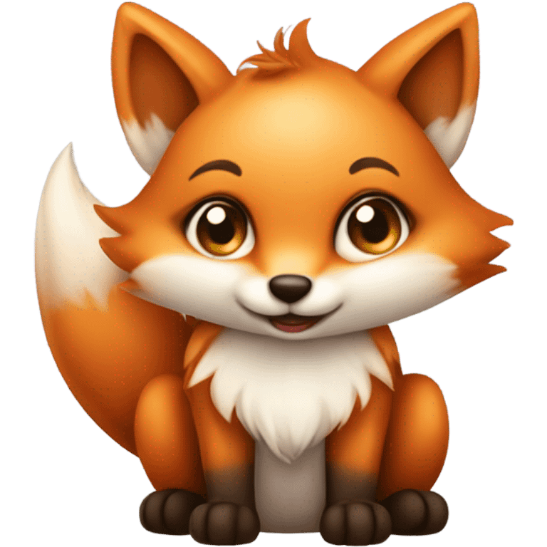 kawaii fox shy emoji