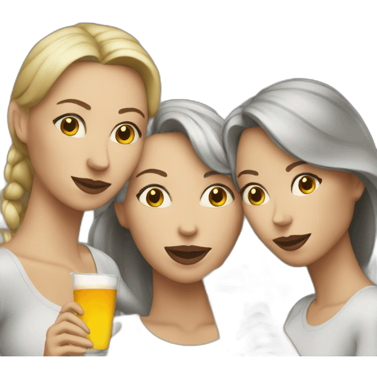 4 white women drinking emoji