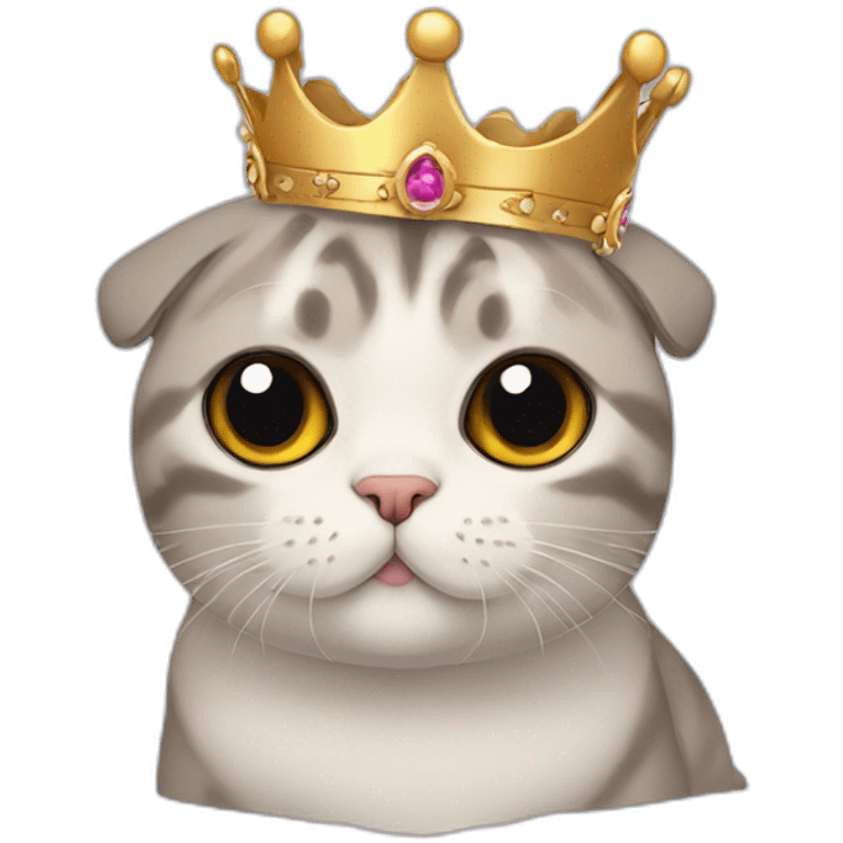 scottish fold with crown emoji