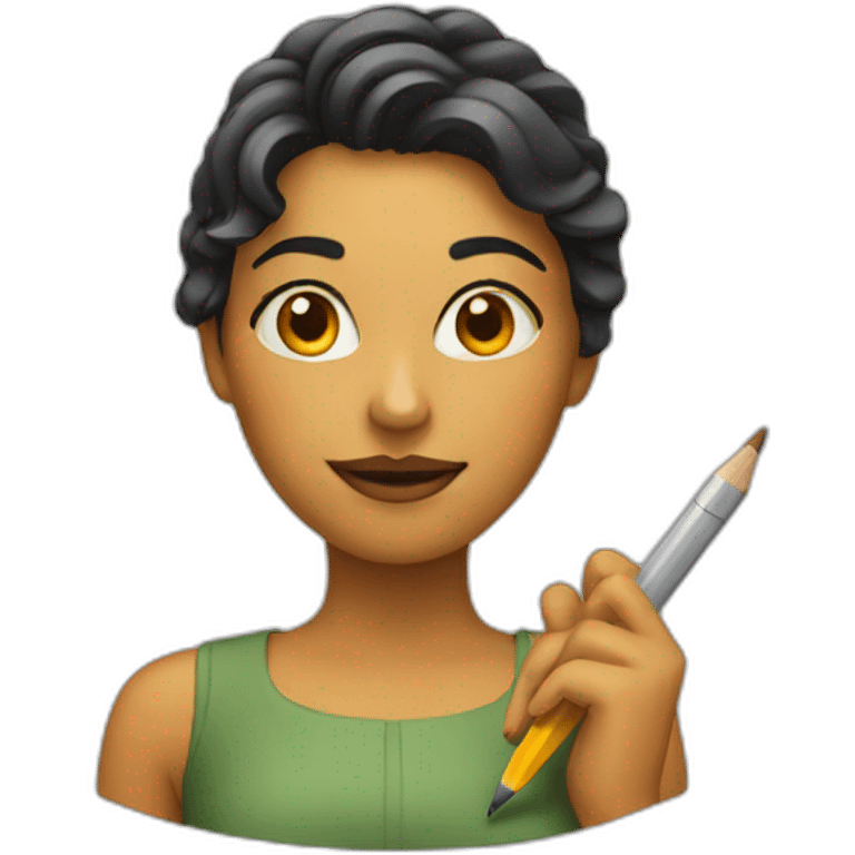 woman with a pencil emoji