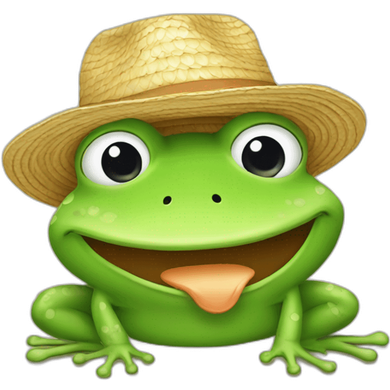 Cute cartoon-Frog straw hat emoji