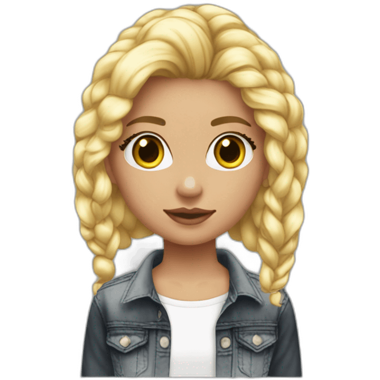 Fille cheveux blond foncé peau blanche jeans noir pull tie n die rose emoji