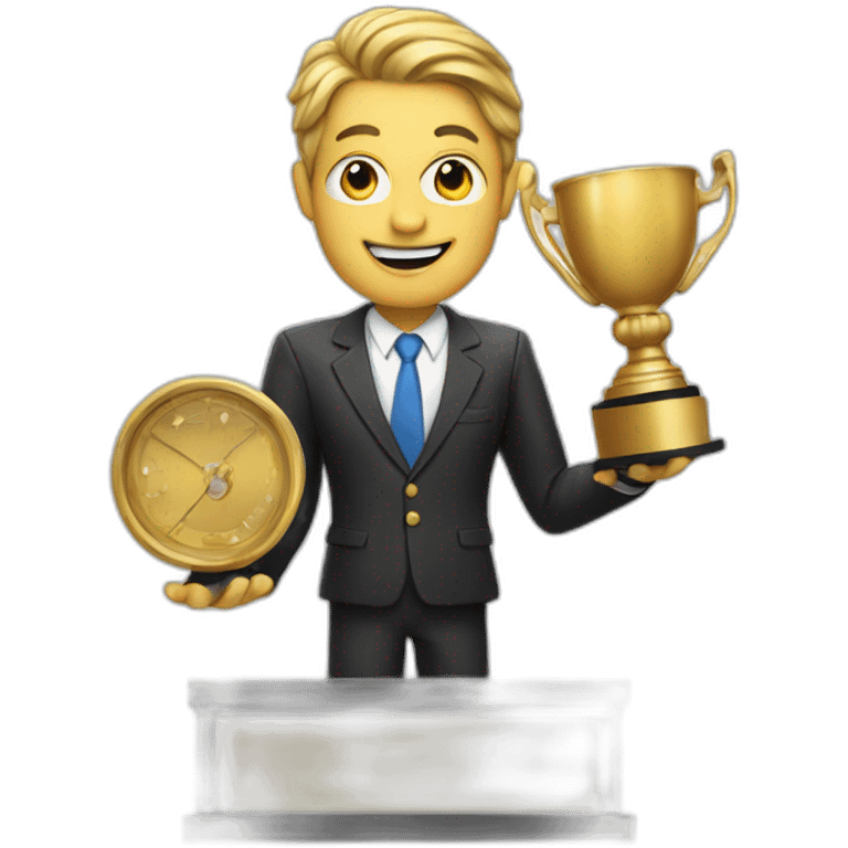 television game show host holding a trophy emoji