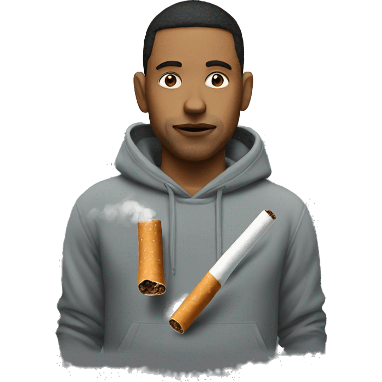 Me wearing a hoodie smoking a joint emoji