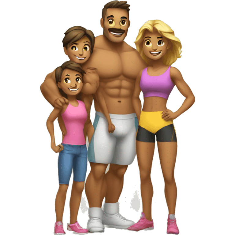 happy muscular family emoji