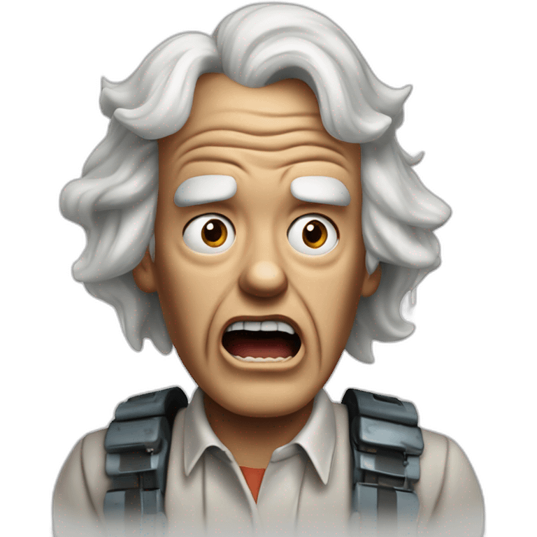 1955 Doc Brown from back to the future looking shocked and his mouth wide open. No eye-ware. emoji