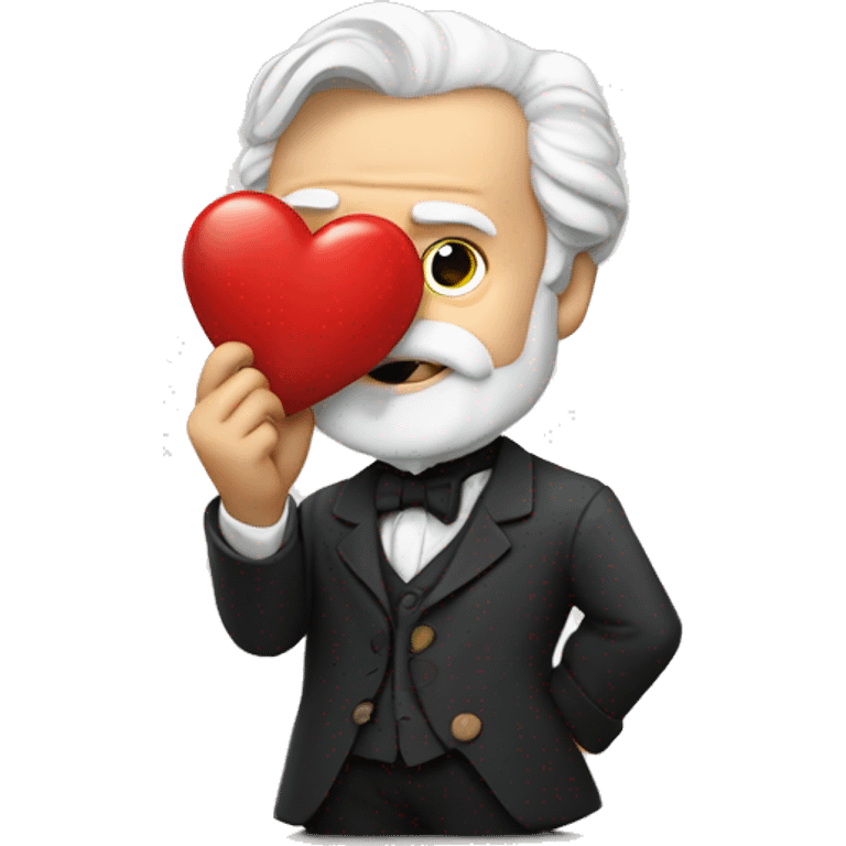 Victor Hugo holds a heart in his hand emoji