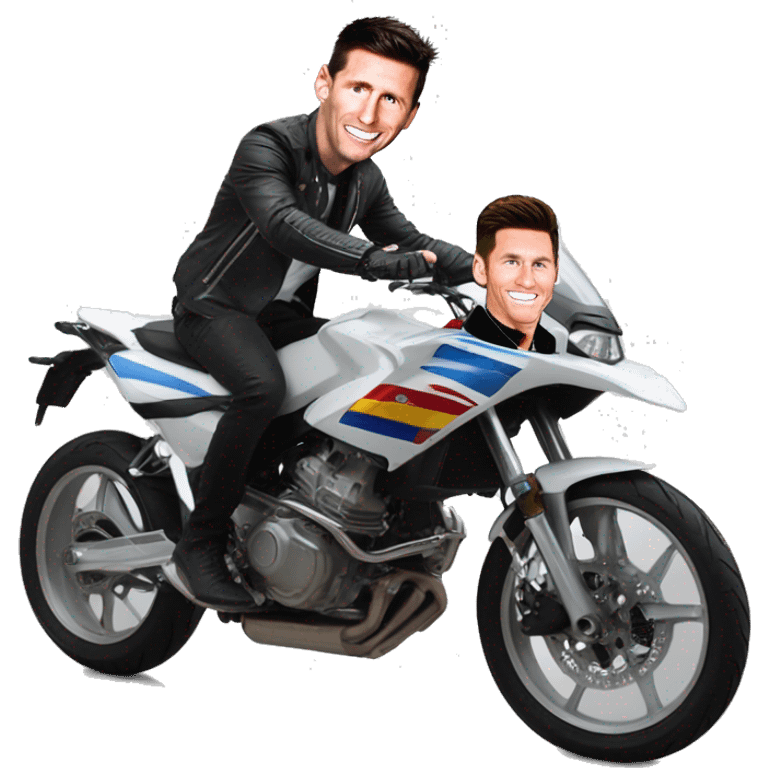 Messi sur une moto avec  Cristiano Ronaldo  emoji