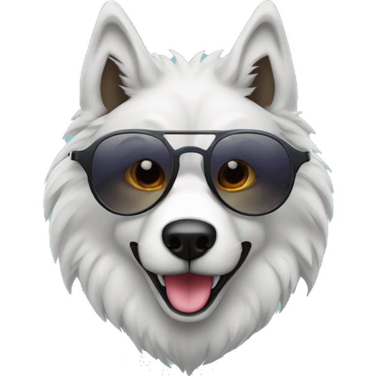 Lobo siberiano riendo con gafas  emoji